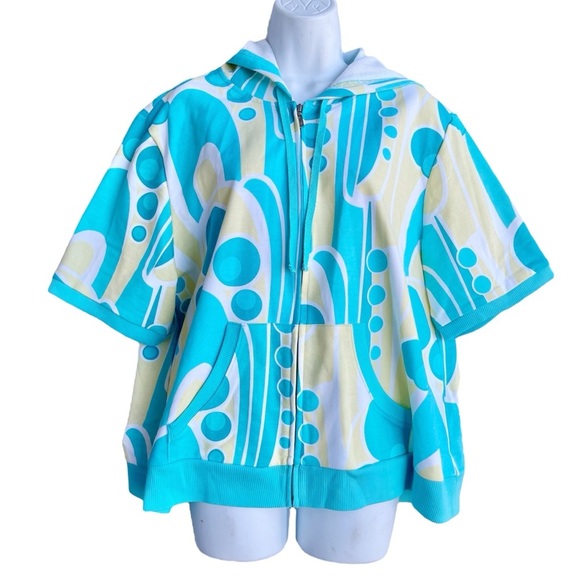 Cato Jackets & Blazers - Cato Geometric Print Short Sleeve Hoodie Jacket Women's Plus Size 18/20W